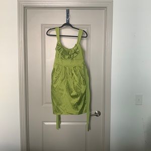 Green wide strap dress